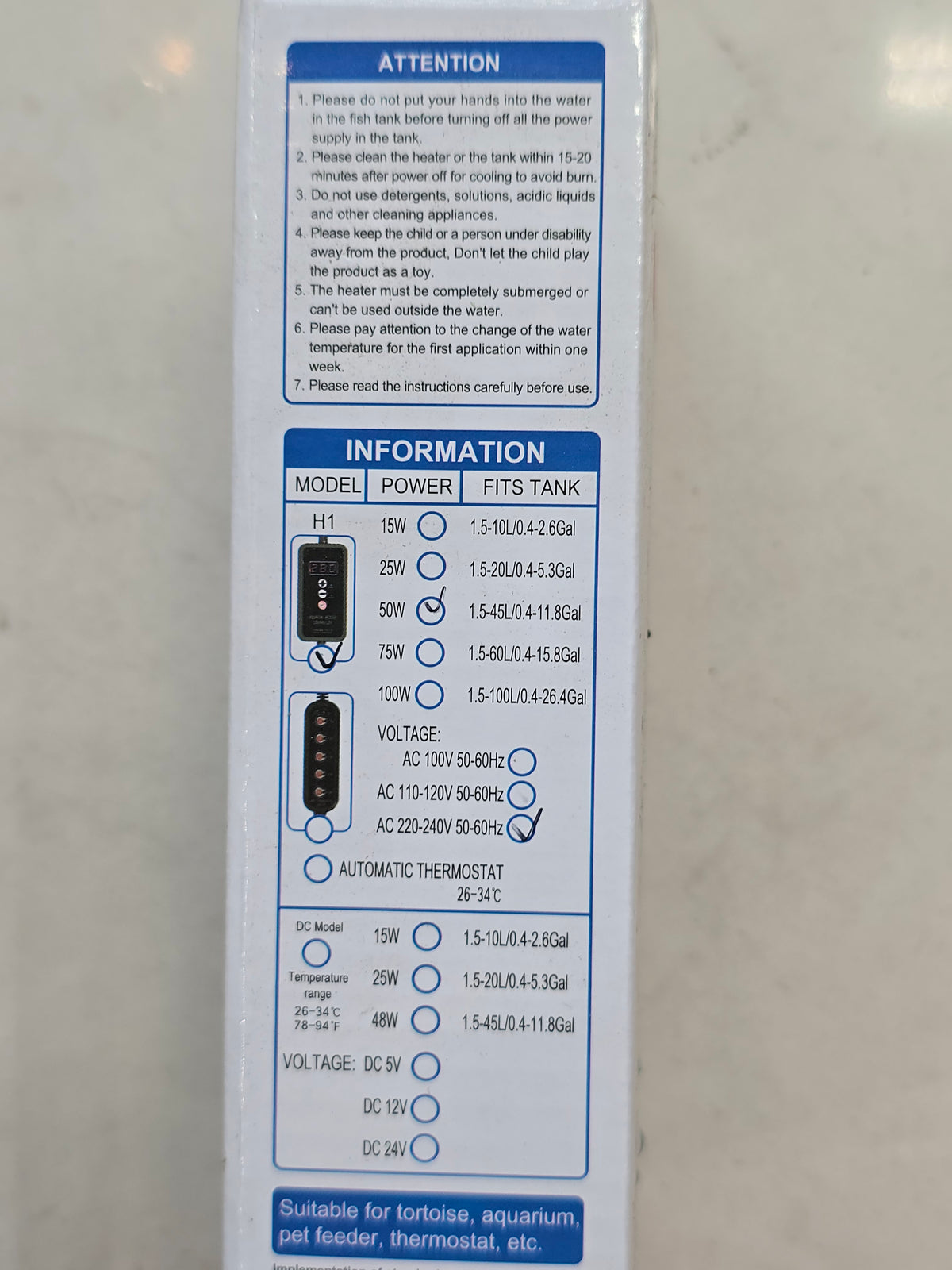 Seabillion Mini Thermostat Heater 50watts
