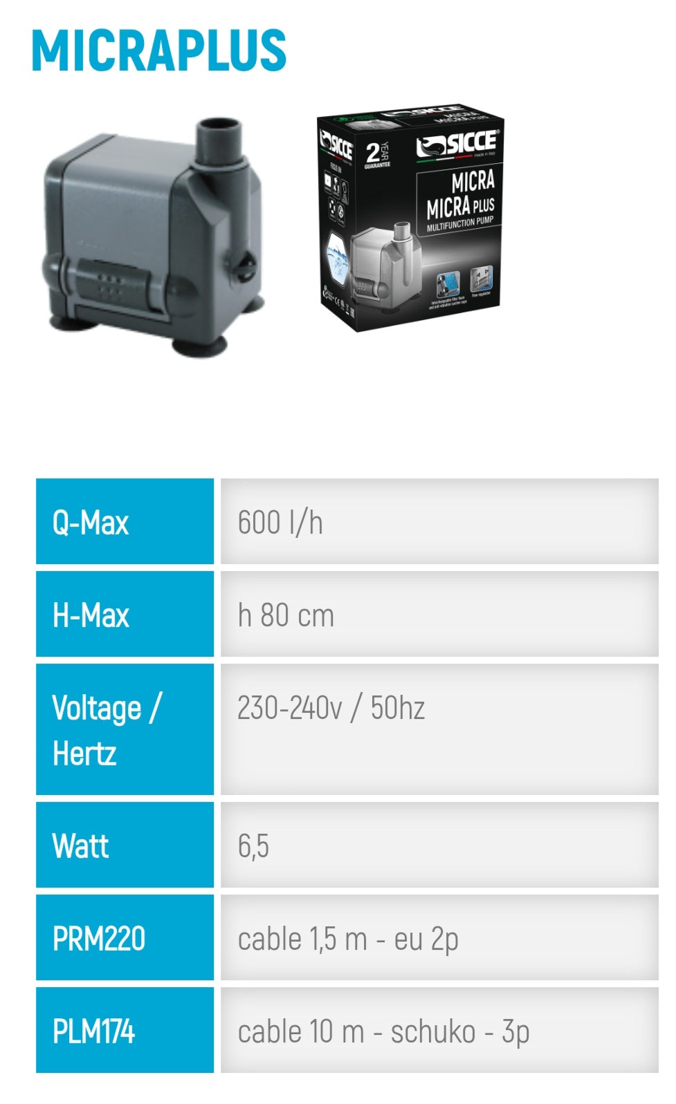 Sicce small pump (Mi-mouse, micra, micra plus)